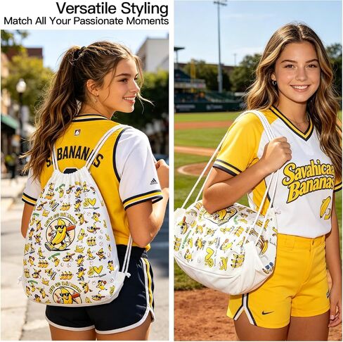 AICase for Savannah Bananas Merch Youth Gifts Inspired Drawstring Bag Backpack Baseball Sports Gym Sackpack Poster Tote Bag Shirt Hat jersey Water Resistant String Bag for Women Men in Kuwait
