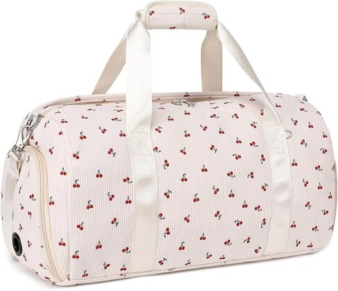 Cherry Dance Bags for Girls, Corduroy Duffle Bag Large-capacity Ballet Gym Sport Overnight Travel Sleepover Bags with Shoe Compartment for Women in Saudi Arabia