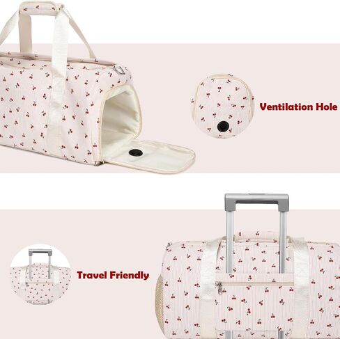 Cherry Dance Bags for Girls, Corduroy Duffle Bag Large-capacity Ballet Gym Sport Overnight Travel Sleepover Bags with Shoe Compartment for Women in Kuwait