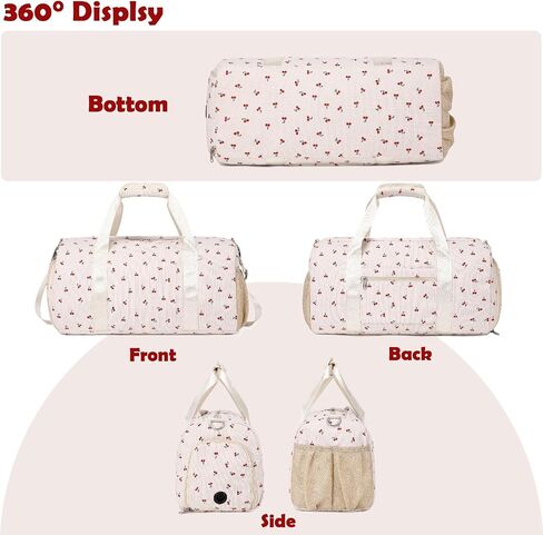 Cherry Dance Bags for Girls, Corduroy Duffle Bag Large-capacity Ballet Gym Sport Overnight Travel Sleepover Bags with Shoe Compartment for Women in Kuwait