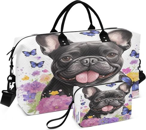 Cat Travel Gym Bag, Gray Cartoon Cats Weekender Overnight Duffle for Women with Toiletry Bag Travel Tote in Kuwait