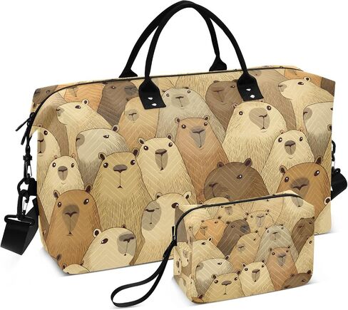 Cat Travel Gym Bag, Gray Cartoon Cats Weekender Overnight Duffle for Women with Toiletry Bag Travel Tote in Kuwait
