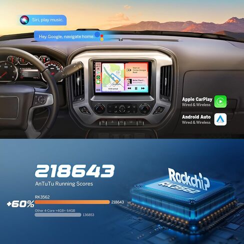 Eonon 10.1 Inch Car Stereo for Chevrolet Silverado/GMC Sierra 2014-2018, Wireless CarPlay & Android Auto Head Unit, Android 13 Car Radio with Bluetooth, Wi-Fi, SWC, 2+32GB - GMSX6 in Kuwait