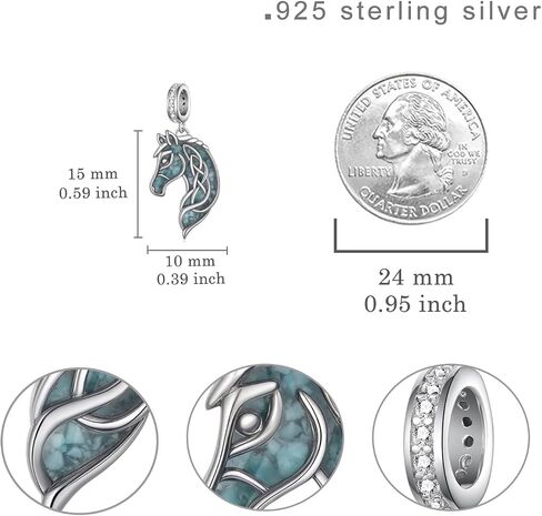Horse Charms 925 Sterling Silver Turquoise Jewelrys Animal Charm Western Jewelry Horse Gifts for Women in Saudi Arabia