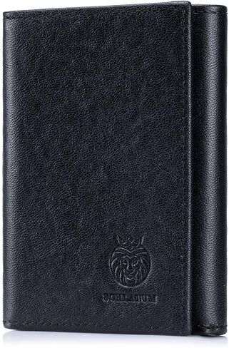 Trifold Wallets for Men RFID Blocking Full Grain Leather Short Mens Wallet with Snap Closure, 8 Card Slots, Clear ID Window, Vintage in Saudi Arabia