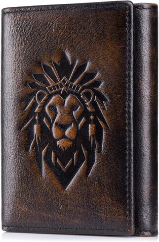 Trifold Wallets for Men RFID Blocking Full Grain Leather Short Mens Wallet with Snap Closure, 8 Card Slots, Clear ID Window, Vintage in Saudi Arabia