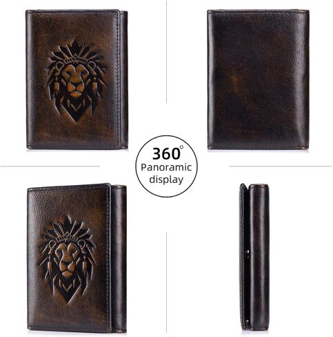 Trifold Wallets for Men RFID Blocking Full Grain Leather Short Mens Wallet with Snap Closure, 8 Card Slots, Clear ID Window, Vintage in Saudi Arabia