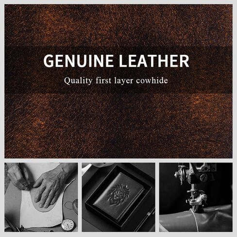 Trifold Wallets for Men RFID Blocking Full Grain Leather Short Mens Wallet with Snap Closure, 8 Card Slots, Clear ID Window, Vintage in Saudi Arabia