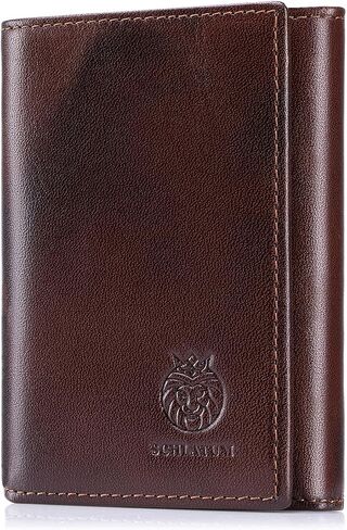 Trifold Wallets for Men RFID Blocking Full Grain Leather Short Mens Wallet with Snap Closure, 8 Card Slots, Clear ID Window, Vintage in Saudi Arabia