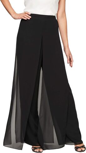 Alex Evenings Women's Silky Chiffon Wide Leg Pant in Kuwait