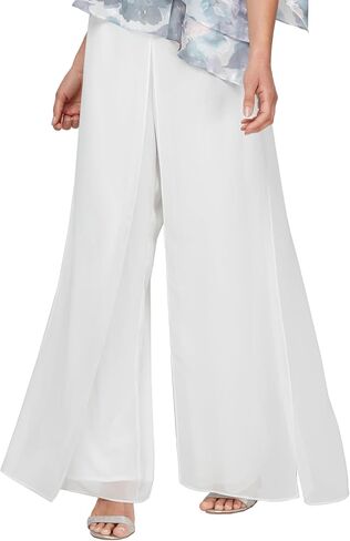 Alex Evenings Women's Silky Chiffon Wide Leg Pant in Kuwait