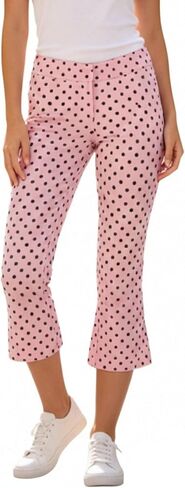 Women Y2K Polka Dot Capri Pants Summer Low Rise Cropped Bell Bottoms Slim Fitted Side Split Going Out Leggings in Saudi Arabia