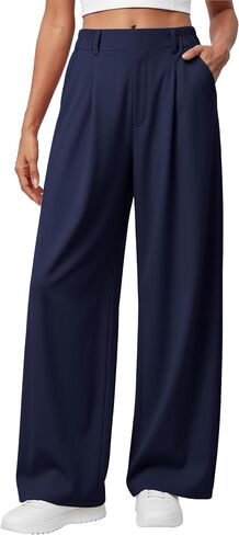 Womens Dress Pants Wide Leg Stretchy Work Pants with Pockets High Waist Business Casual Palazzo Trousers Slacks in Saudi Arabia