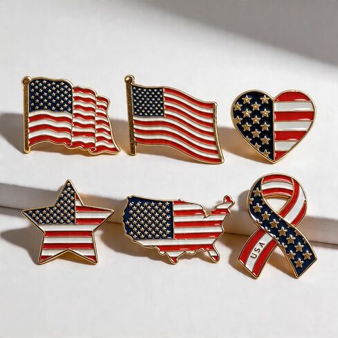 6/12/24/48 Pack American Flag Pins – Patriotic USA Flag Lapel Pins Set, Enamel American Lapel Pin for Men Women, 4th of July Memorial Day Veterans Day Gift in Saudi Arabia