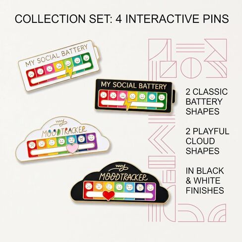 4pcs Social Battery Pin,My Social Battery Slider Pin,Lightweight And Versatile,Durable Alloy,For Backpacks Clothing Hat Bags Scarves in Saudi Arabia