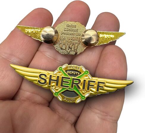 AMERICA'S FRONT LINE EL14-23 Deputy Sheriff Police Drone Pilot Full Size UAS FAA Commercial Wings pin for Uniform wear in Saudi Arabia