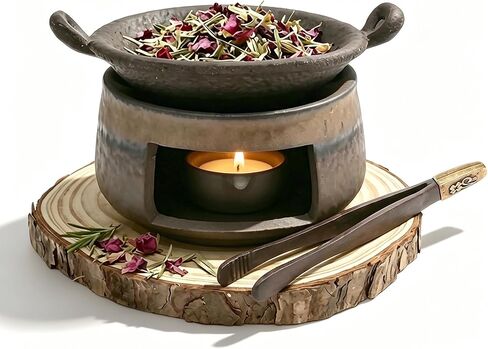 Ceramic Aromatherapy Burner, Incense Burner Kit with Clip and Pine Pad, Essential Oil Burner, Zen Incense Holder for Home Fragrance, Meditation, Relaxation & Bedroom Decor in Saudi Arabia