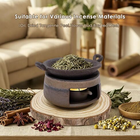 Ceramic Aromatherapy Burner, Incense Burner Kit with Clip and Pine Pad, Essential Oil Burner, Zen Incense Holder for Home Fragrance, Meditation, Relaxation & Bedroom Decor in Saudi Arabia