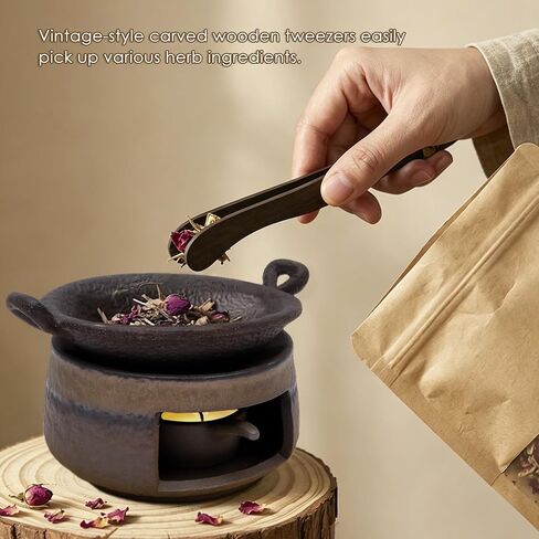 Ceramic Aromatherapy Burner, Incense Burner Kit with Clip and Pine Pad, Essential Oil Burner, Zen Incense Holder for Home Fragrance, Meditation, Relaxation & Bedroom Decor in Saudi Arabia