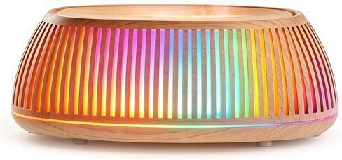 Flame Essential Oil Diffuser 150ml, Ultrasonic Aromatherapy Diffuser with 7 Color Lights, 1/2/4H Timer, Auto Shut-Off for Home Office Bedroom (Wood) in Kuwait