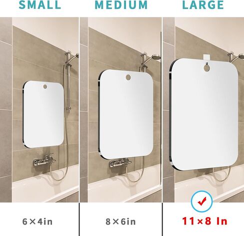 Shower Mirror Fogless for Shaving,(Medium 8.1x6.1 Inch) Anti Fog Shaving Mirror Holder NO-Drilling, No Fog Free Waterproof,Small Wall Mounted Bathroom Accessories Camping Hanging in Saudi Arabia
