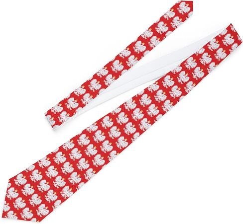 Polish Eagle Pattern Necktie | Poland Coat of Arms Red Background in Kuwait