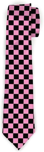 Buckle-Down Tie, Necktie, Checker Black Baby Pink, Standard Length in Kuwait