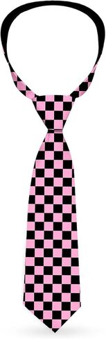 Buckle-Down Tie, Necktie, Checker Black Baby Pink, Standard Length in Kuwait