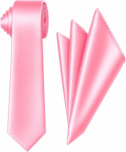 Oliver George 2.75" Men’s Solid Skinny Slim Narrow Casual Necktie Handkerchief Set for Suit Tuxedo Wedding Prom in Saudi Arabia