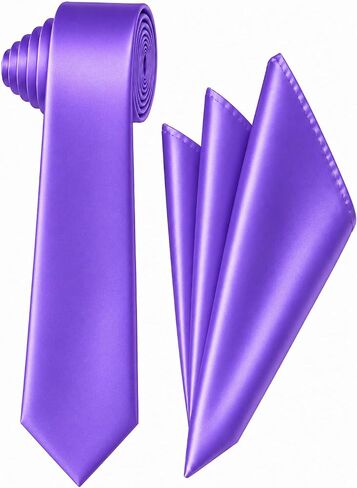 Oliver George 2.75" Men’s Solid Skinny Slim Narrow Casual Necktie Handkerchief Set for Suit Tuxedo Wedding Prom in Saudi Arabia
