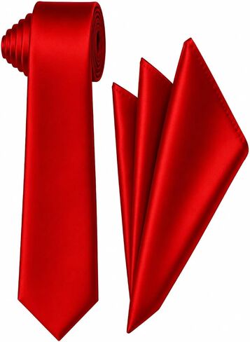 Oliver George 2.75" Men’s Solid Skinny Slim Narrow Casual Necktie Handkerchief Set for Suit Tuxedo Wedding Prom in Saudi Arabia