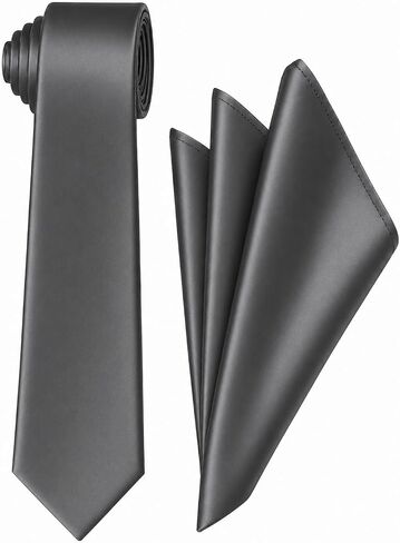 Oliver George 2.75" Men’s Solid Skinny Slim Narrow Casual Necktie Handkerchief Set for Suit Tuxedo Wedding Prom in Saudi Arabia