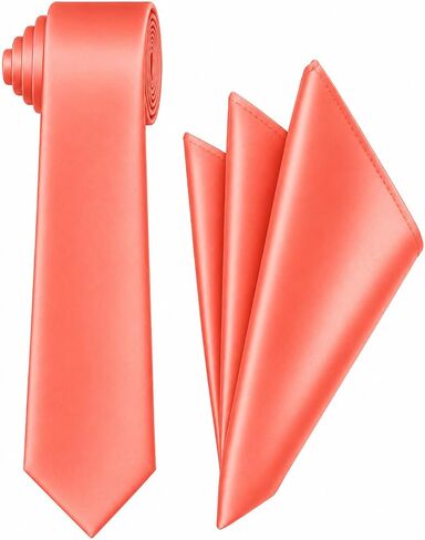 Oliver George 2.75" Men’s Solid Skinny Slim Narrow Casual Necktie Handkerchief Set for Suit Tuxedo Wedding Prom in Saudi Arabia