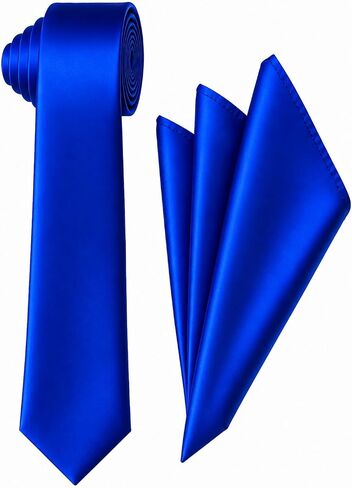 Oliver George 2.75" Men’s Solid Skinny Slim Narrow Casual Necktie Handkerchief Set for Suit Tuxedo Wedding Prom in Saudi Arabia