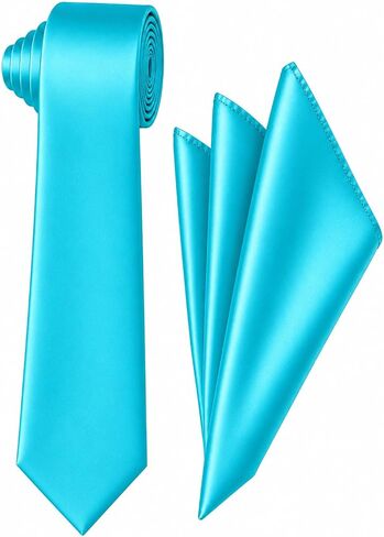 Oliver George 2.75" Men’s Solid Skinny Slim Narrow Casual Necktie Handkerchief Set for Suit Tuxedo Wedding Prom in Saudi Arabia
