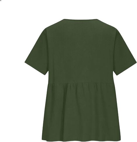 Womens Oversized Linen Babydoll Shirts Button Down Empire Waist Peplum Tops Summer Hide Tummy Gauzy Tunic Cute Blouse in Kuwait