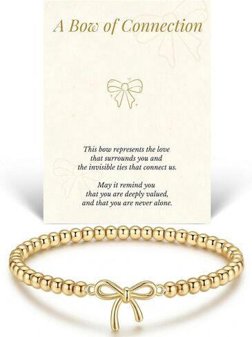 Beaded Bracelets Gifts for Women Trendy 14K Gold Silver Dainty Charm Stretch Bead Bracelet Cute Cross Clover Heart Bow Sunflower Jewerly Gifts for Birthday Friendship Daughter Sister Mom Best Friend in Kuwait