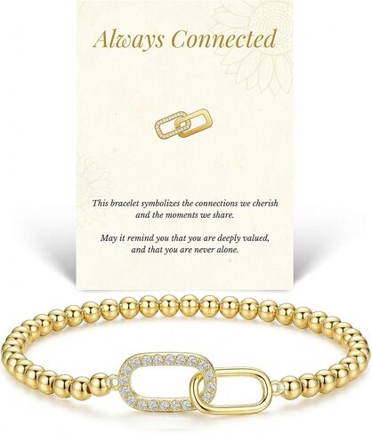 Beaded Bracelets Gifts for Women Trendy 14K Gold Silver Dainty Charm Stretch Bead Bracelet Cute Cross Clover Heart Bow Sunflower Jewerly Gifts for Birthday Friendship Daughter Sister Mom Best Friend in Kuwait