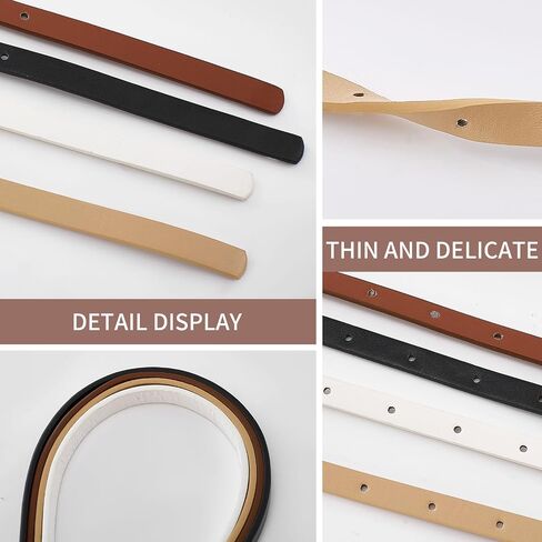 4 Pack Classic Belt for Dress Skinny Belt Women with Gold Buckle Thin Leather Waist Belt for Jeans Pants Dresses Daily Wear in Saudi Arabia