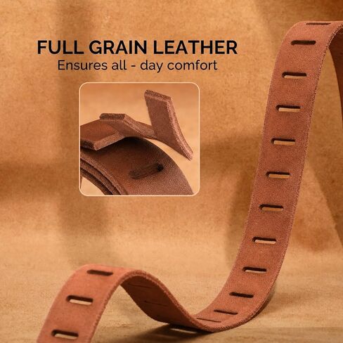 WHIPPY Genuine Leather Belt for Women Western Belt for Jeans with Vintage Gold Buckle & Full-Hole Strap, 1.5" Wide in Kuwait