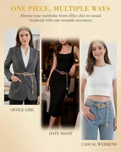 Women's Multilayer Metal Chain Belt Stylish Waist Chain for Dresses & Outfits in Kuwait