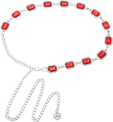 uxcell Metal Chain Belt, Western Concho Chain Belts Rhinestone Metal Link Waist Belt for Women Dresses in Kuwait