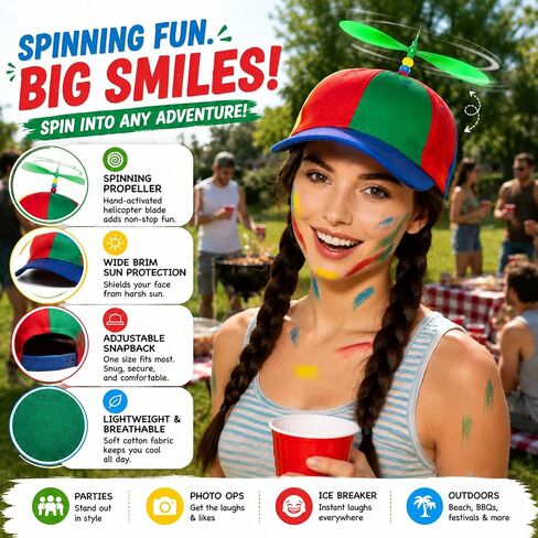 Funny Propeller Hat Baseball Cap: Fun Adult Helicopter Hats for Men, Novelty Crazy Hats for Adults with Spinning Blade in Saudi Arabia