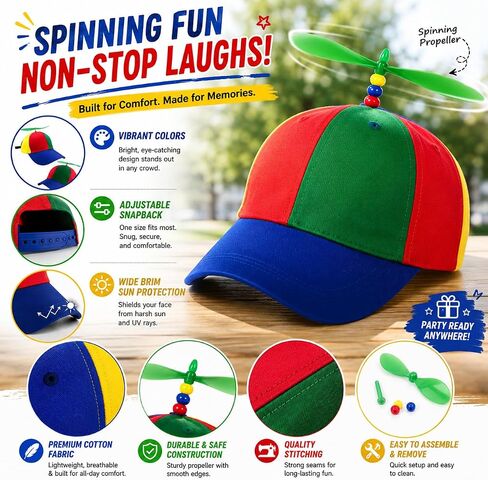 Funny Propeller Hat Baseball Cap: Fun Adult Helicopter Hats for Men, Novelty Crazy Hats for Adults with Spinning Blade in Saudi Arabia