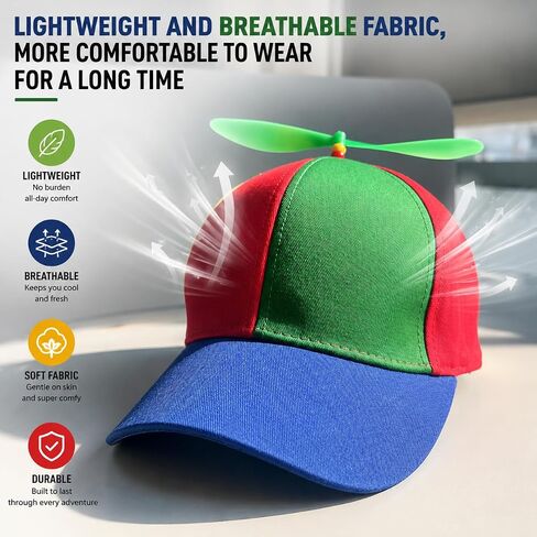 Funny Propeller Hat Baseball Cap: Fun Adult Helicopter Hats for Men, Novelty Crazy Hats for Adults with Spinning Blade in Saudi Arabia