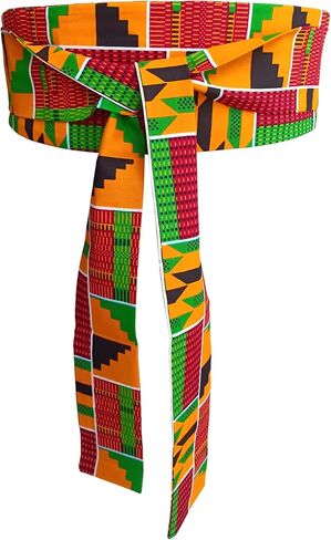African Belt for Women Obi Belt Ankara Print Wrap Belt Kente High Waist Belt African Fabric Sash Cotton One Size in Saudi Arabia