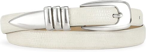 RISANTRY White Thin Belt for Women Trendy Silver Buckle Versatile Skinny Belts for Casual & Formal Wear in Saudi Arabia
