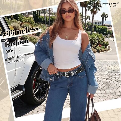 XZQTIVE Women's Skinny Leather Belt for Jeans Pants Fashion Thin Waist Belt with Gold or Silver Buckle in Kuwait
