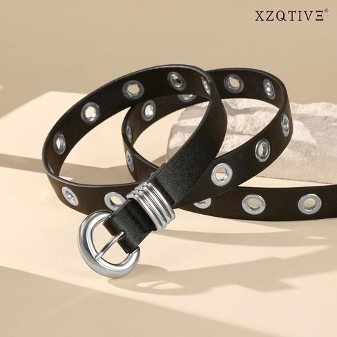 XZQTIVE Women's Skinny Leather Belt for Jeans Pants Fashion Thin Waist Belt with Gold or Silver Buckle in Kuwait