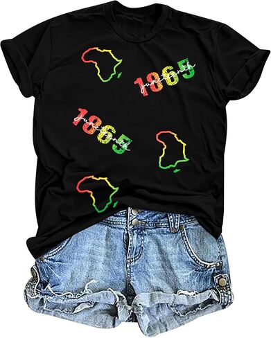 UNIQUEONE Juneteenth Shirts Women Black History Tshirt: 1865 Juneteenth Shirt African American Freedom Colorful Tee in Kuwait